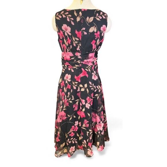 Vtg Retro Style Sleeveless A Line Dress Size 10 Black Dark Floral Sweet Feminine - Picture 3 of 10